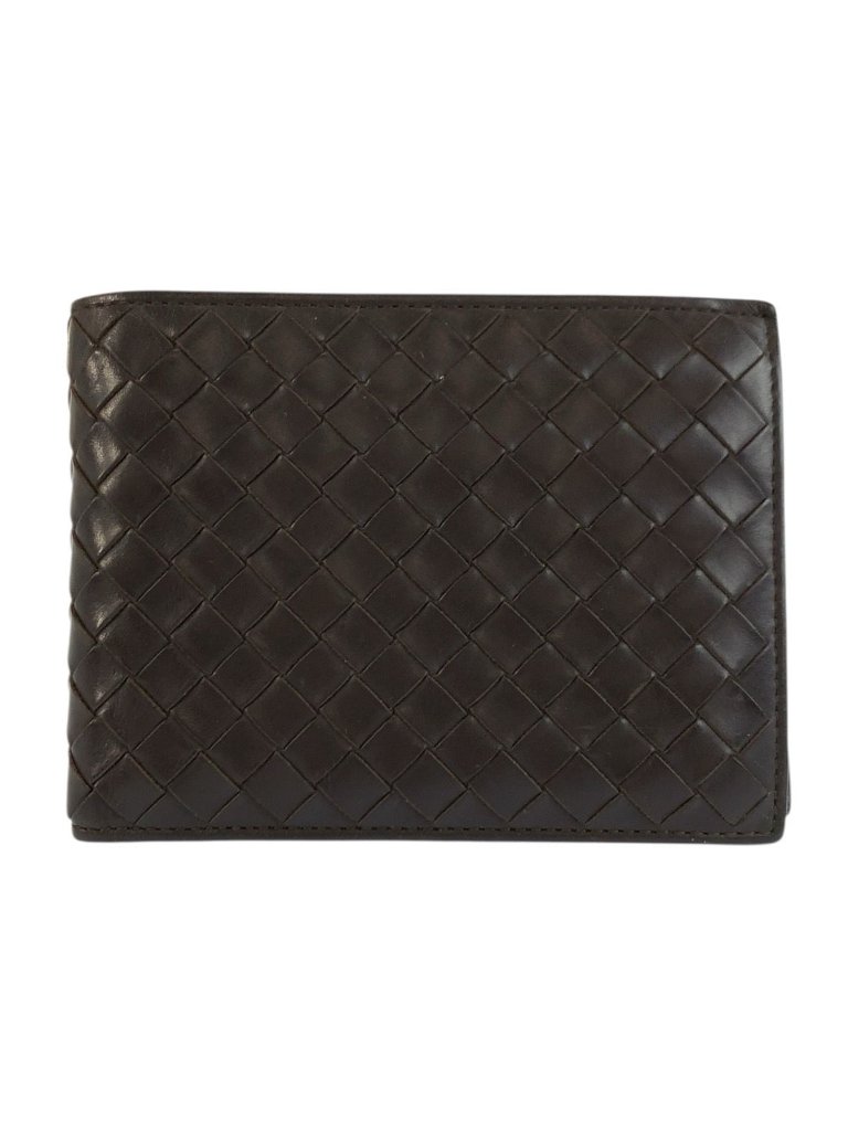 Bottega Veneta Intrecciato Brown Leather Fold Wallet Compact